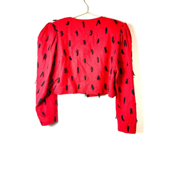 Jeanne Marc blazer sweater red and black tassels - Picture 7 of 9